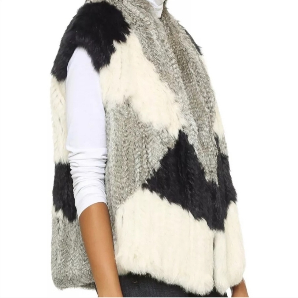 Vince Color-Block Fur Vest 100% Rex Rabbit Retails For $995 Plus Tax